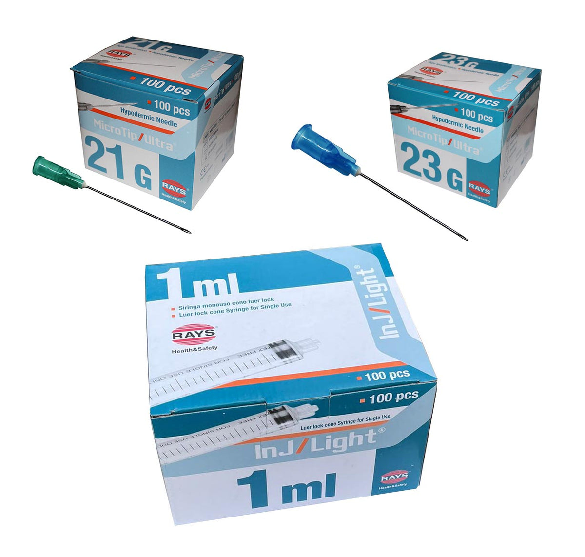 1ml Luer Lock 23g 21g Hypodermic Needles — RayMed